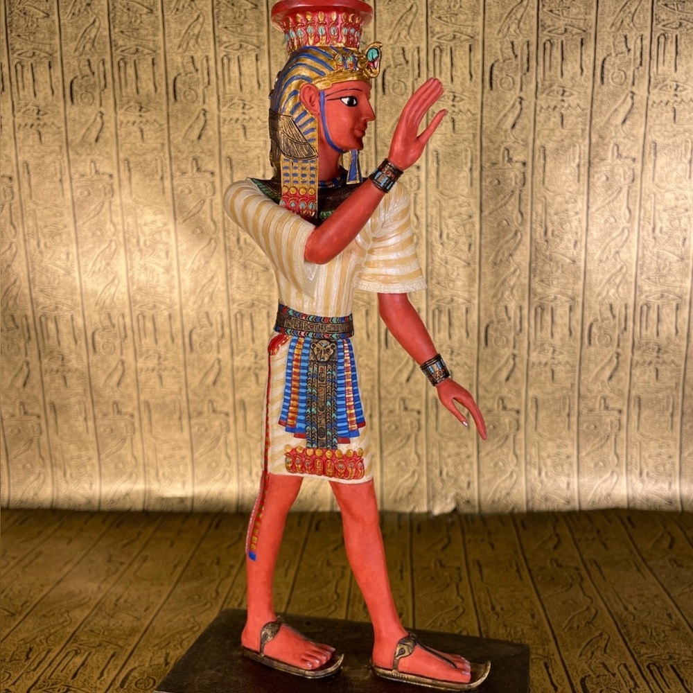Handcrafted Egyptian Figurine in Red and Gold
